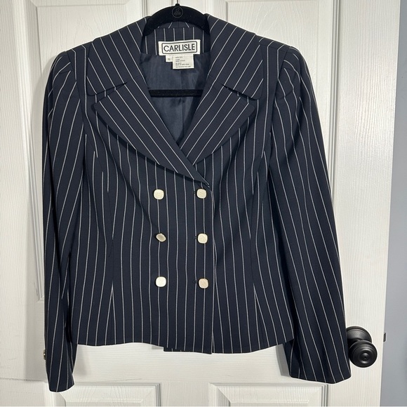 Carlisle size 8 100% wool suit blazer, pinstripe, fully lined, gabardine‎ - Picture 1 of 9
